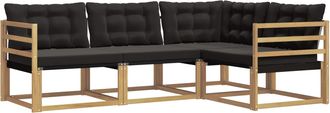 vidaXL Conjunto De Sof&aacute;s De Exterior 4 Uds. Blanco Y Negro Vidaxl