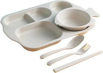 OEM Juego De 5 Piezas - Vajilla - Platos De Pl&aacute;stico Irrompibles Con Compartimentos - Apto Para Ni&ntilde;os Y Adultos - Verde