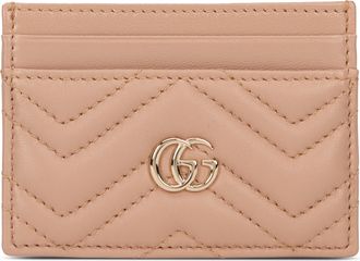 Gucci Womens Card Holder Beige Calfskin Calf Skin Wallets & Purses