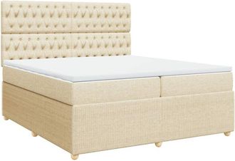 vidaXL Cama Box Spring Con Colch&oacute;n Tela Color Crema 200x200 Cm Vidaxl