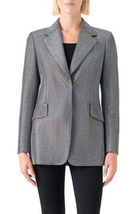 Akris Metallic Birds Eye Knit Blazer in Brushed Steel at Nordstrom, Size 10