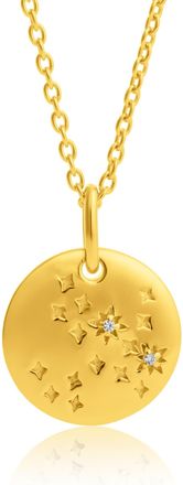 MAX + STONE Vermeil Aquarius Zodiac Pendant Necklace with White Sapphire Accents