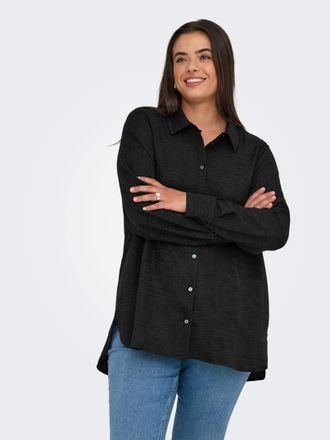 Only Carmakoma Hemdbluse ONLY CARMAKOMA CARBAY LS SHIRT WVN BF, Damen, Gr. 42, schwarz, Web, Obermaterial: 100% Polyester, unifarben, Blusen Hemdbluse