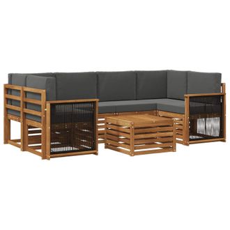 vidaXL Conjunto De Sof&aacute;s De Exterior 7 Pcs Natural Y Antracita Vidaxl