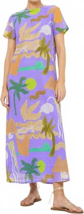 Oliphant Short Sleeve Shift Midi Dress In Paradiso Blue