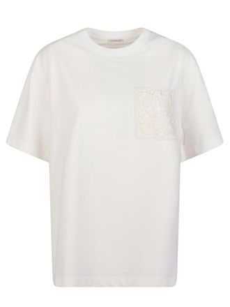Moncler Beige Solid Crew Neck T-Shirt