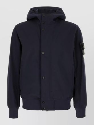 Stone Island hooded stretch polyester jacket ribbed cuffs