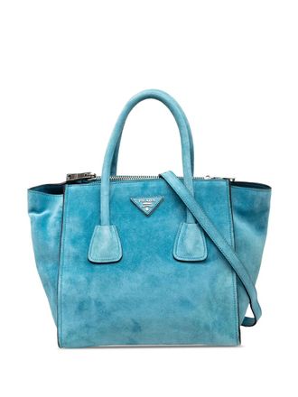 Prada 2000-2025 Small Scamosciato Twin Pocket satchel - women - Suede - One Size - Blue