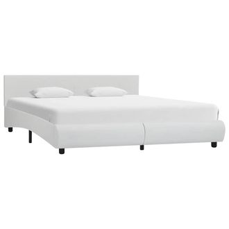vidaXL Estructura De Cama Con Led Cuero Sint&eacute;tico Blanco 160x200 Cm