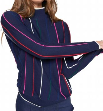 Vilagallo Stripe Long Sleeve Sweater In Navy Multi