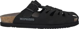 Mephisto Zwarte herensandaal - Hoogwaardig nubuck - Heren - Slip ons - Zwart - 39 EU - Schoenen