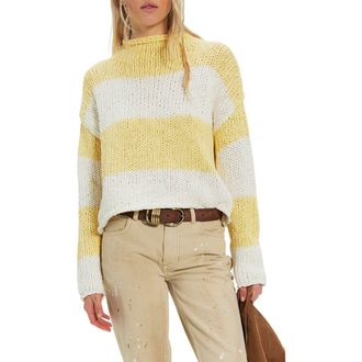 Free People Rugby Stripe Sweater in Lemon Combo at Nordstrom, Size X-Large