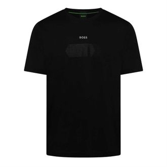 HUGO BOSS Heren-T-shirt met Unity Stripe-logo (Zwart)