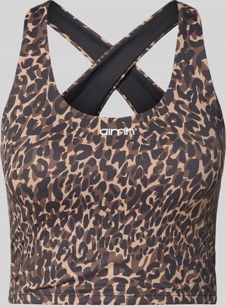 Aim'n Slim Fit Top mit Allover-Animal-Print Modell Cheetah in Mittelbraun, Gr&ouml;&szlig;e XS