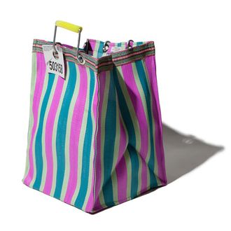 Puebco Recycled Plastic Stripe Bag rect-d26/b green x pink
