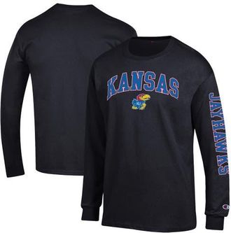 Champion Mens Champion Black Kansas Jayhawks Arch Over Logo 2-Hit Long Sleeve T-Shirt at Nordstrom, Size Xx-Large