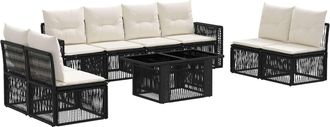 vidaXL Conjunto De Sof&aacute;s De Jard&iacute;n 9 Uds. Negro Y Blanco Crema Vidaxl