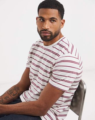 Jacamo Cotton Stripe Crew Neck T-Shirt Long