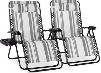 Best Choice Products Set of 2 Extra Wide Zero Gravity Lounge Chair Recliners w/ Cup Holder