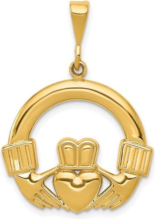 Diamond2Deal 14k Yellow Gold Claddagh Pendant