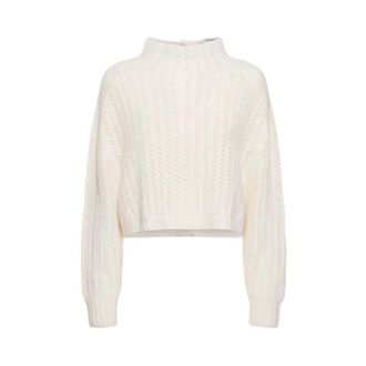 Max Mara Cashmere Knitwear, female, Beige, Size: XS Hodeida Cropped Sweater