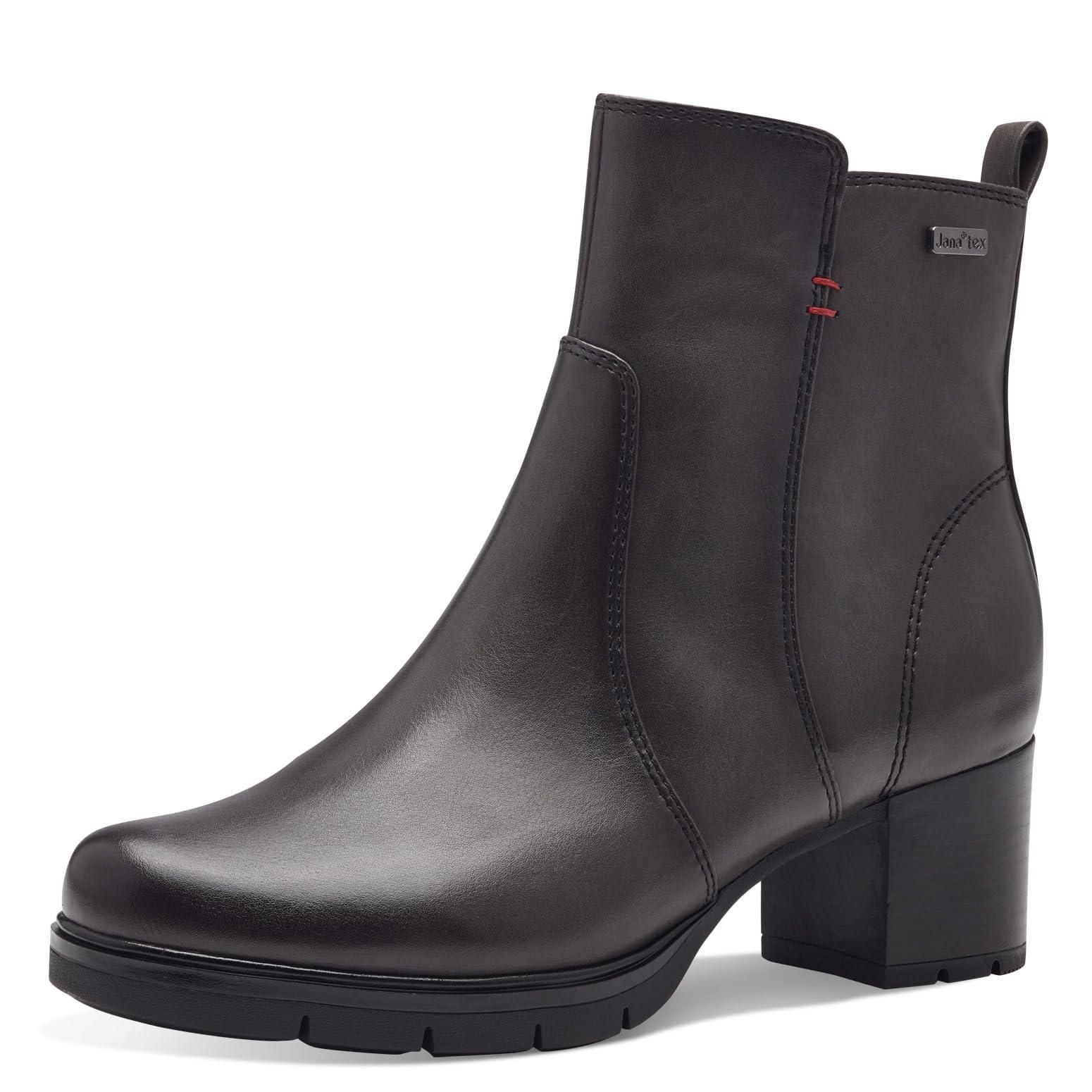 Jana Damen Stiefeletten ohne Absatz Wasserabweisend Vegan, Schwarz