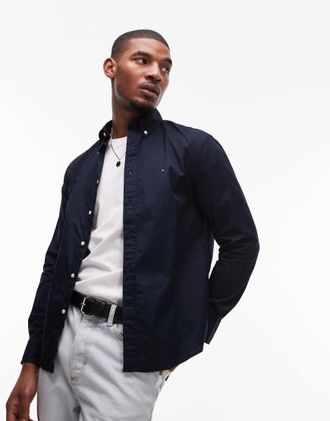 Tommy Hilfiger Flex - Camicia blu navy in popeline