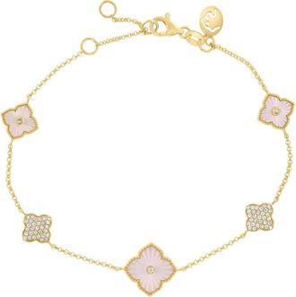 Effy Mother-of-Pearl & Diamond Clover Station Chain Bracelet in White at Nordstrom Rack, Size 7.5