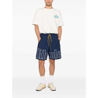 Rhude Logo Print Jogger Shorts - Navy