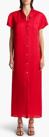 Khaite Effy Organza Shirtdress in Raspberry at Nordstrom, Size Medium