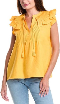 T Tahari Linen-Blend Blouse