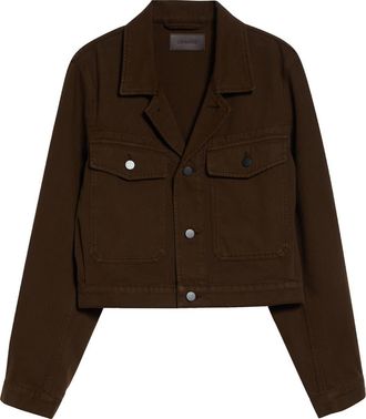 Christophe Lemaire Crop Heavy Cotton Twill Jacket in Cacao at Nordstrom, Size 10 Us