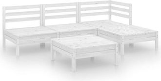 vidaXL 5 Piece Garden Lounge Set Solid Pinewood White Vidaxl
