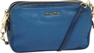 Miu Miu Pre-owned Cross Body Bags, female, Blue, Size: ONE SIZE Pre-owned Leather Crossbody Bag