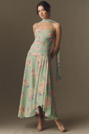 BHLDN Ruched Maxi Dress and Matching Scarf