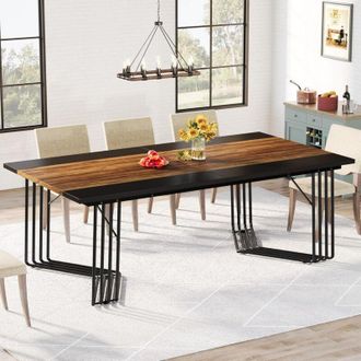 Tribesigns Tribesigns - Tavolo da pranzo rettangolare per 8-10 persone, 200 cm, grande tavolo da cucina industriale, tavolo da pranzo per soggiorno, cucina
