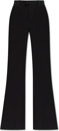Balenciaga Wijde broek met persplooi - Dames - Wijde Broeken - Zwart - S - Leer - Broeken
