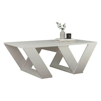 Dmora Mesa De Caf&eacute; Jed, Mesa De Centro Baja, Revistero Para Sof&aacute;, Estante De La Sala De Estar, 110x60h40 Cm, Blanco, Con Embalaje Reforzado - Dmora