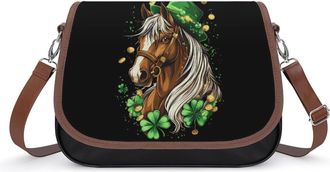 Generic Horse Shamrock on St-Day-Patricks Small Womens Crossbody Bags Shoulder Handbag with Adjustable Strap for Travel