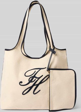 Tommy Hilfiger Strandtasche aus Baumwoll-Leinen-Mix in Offwhite, Gr&ouml;&szlig;e 1