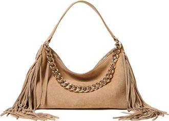 Twin-Set Liliane mini-schoudertas met franje en ketting - Beige