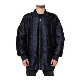 Dolce & Gabbana Bomber Jackets, male, Blue, 3XL, Blue Quilted Bomber Jacket