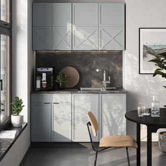 Vicco Cocina Para Solteros Fame-line, Azul Claro/gris Antracita, 140 Cm, Et Antracita, Vicco