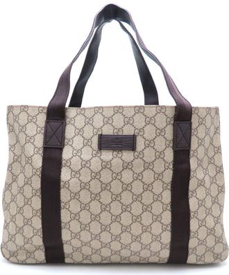 Gucci Beige Dark Brown Gg Supreme Tote Bag (Pre-Owned)