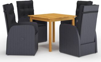 vidaXL Juego De Comedor Para Jard&iacute;n 5 Piezas Negro Vidaxl