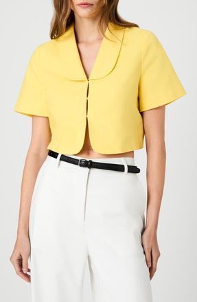 French Connection Theo Oversize Peter Pan Collar Crop Top in Bright Daisy at Nordstrom, Size 10