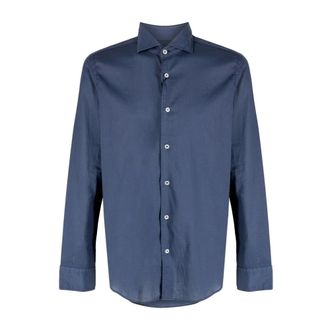 Fedeli Casual Shirts, male, Blue, Size: 2XL Super-light Panamino Cotton Shirt
