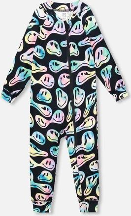 Deux par Deux One-Piece Thermal Underwear in Smiley Face Girl at Nordstrom, Size 24M
