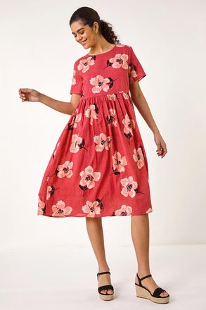 Roman Floral Smock Midi Dress