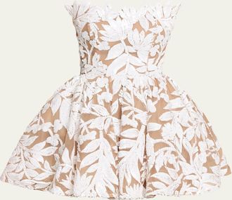 Bronx and Banco Chloe Strapless Sequin Floral Corset Mini Dress